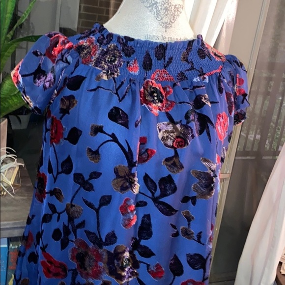 EN CREME navy floral dress with sheer lining SMALL​ - Picture 2 of 12